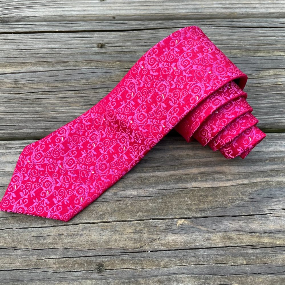 Addiction Men Tie Red Woven Silk Necktie Classic L